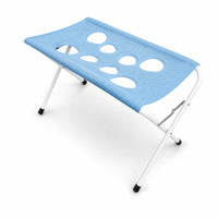 Flip Gear Hammock pet grooming stand in blue, studio shot